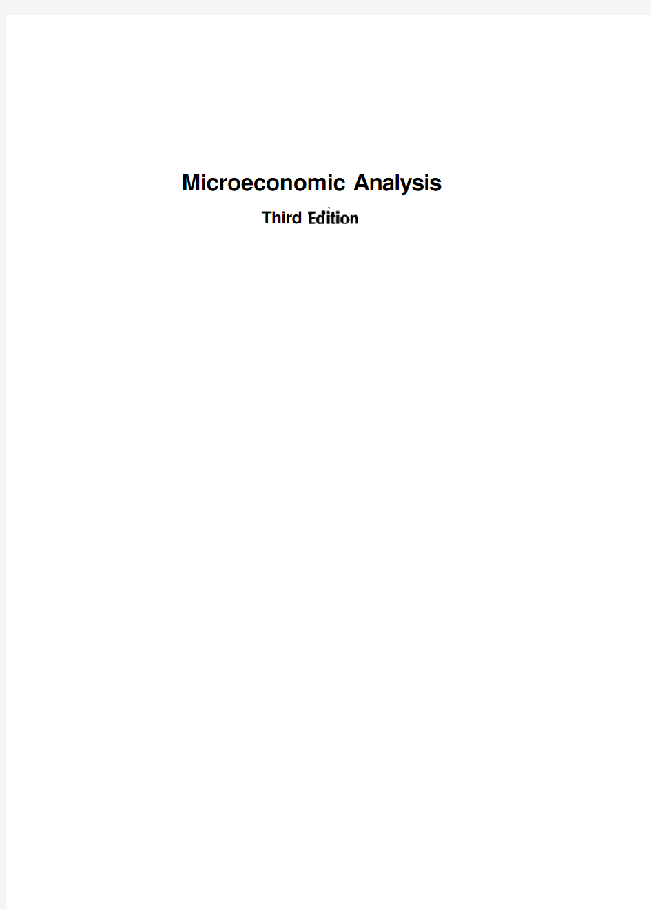 Microeconomic Analysis范里安(第三版)微观经济分析高级微观第一章