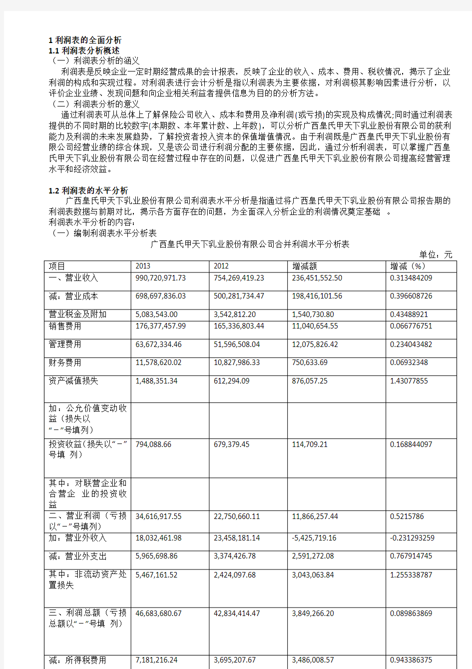 1利润表的全面分析