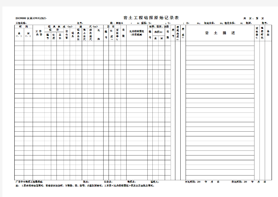 岩土勘察原始记录表(新)