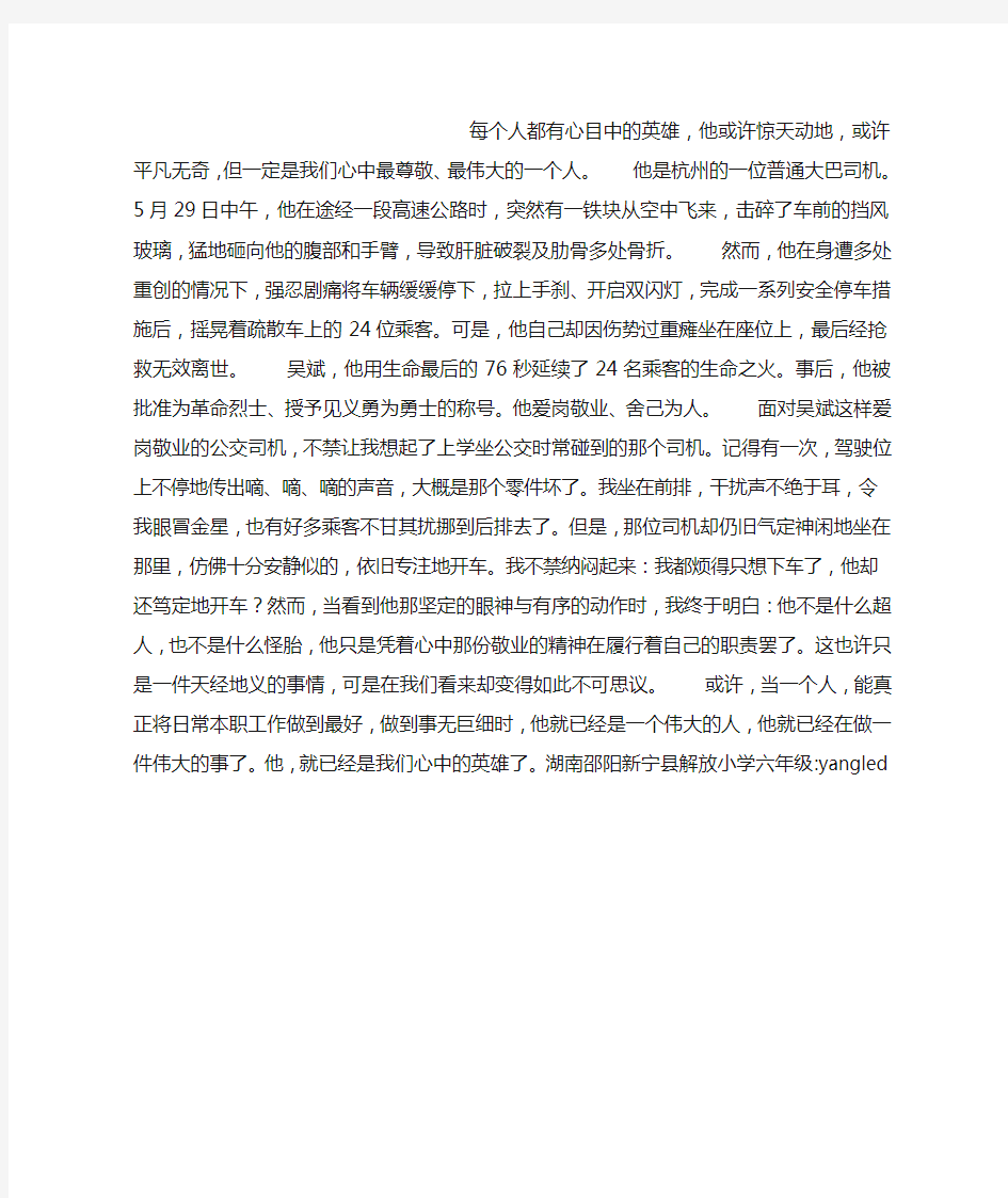 我心中的英雄作文600字