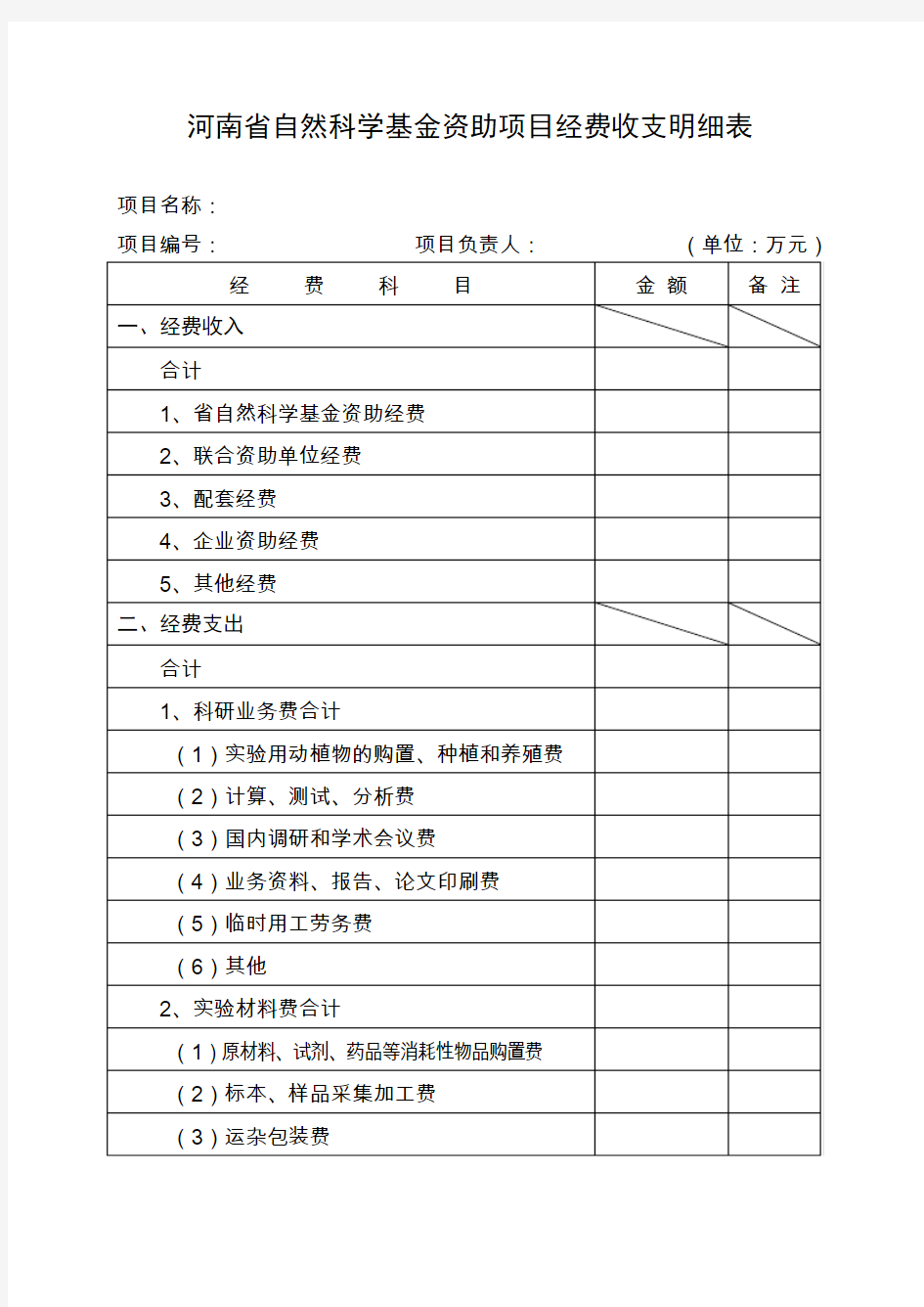 经费收支明细表