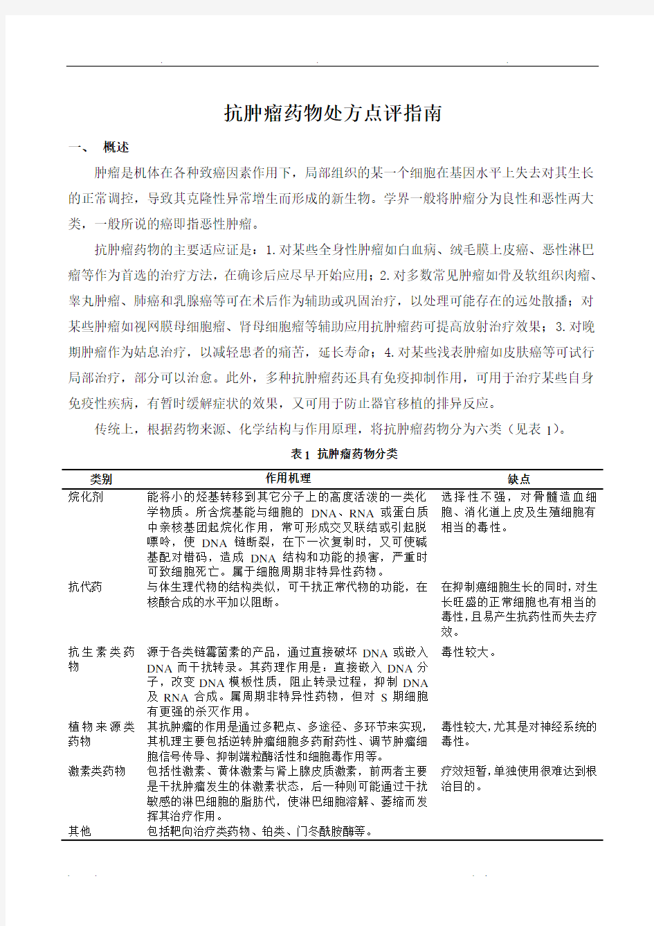北京市医疗机构处方专项点评的指南之抗肿瘤药物处方点评的指南