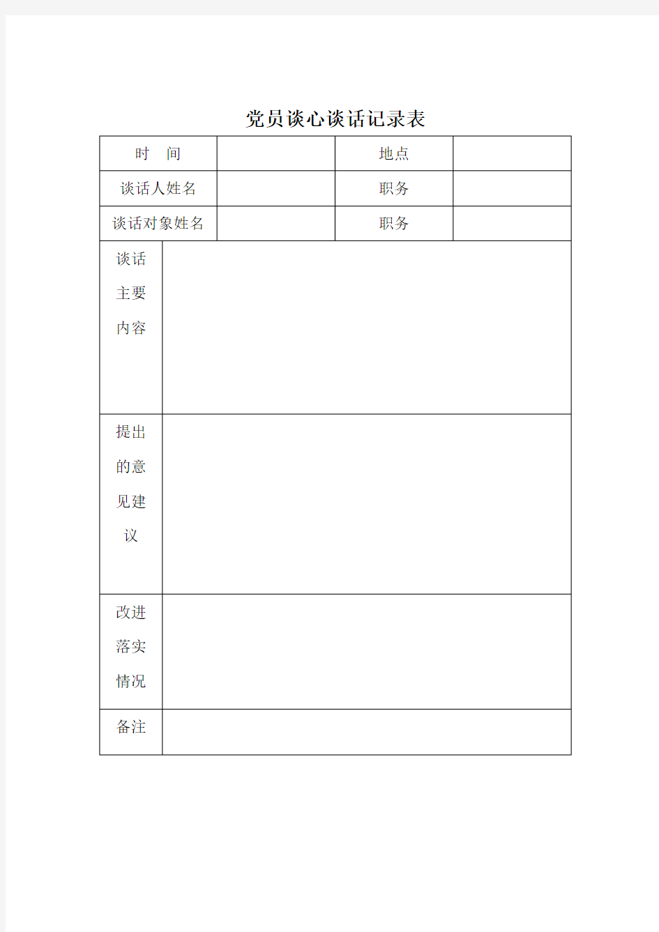 党员谈心谈话记录表