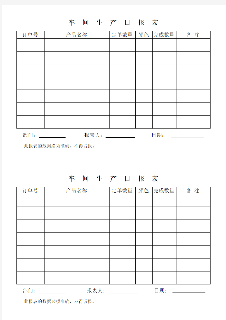 车间日报表