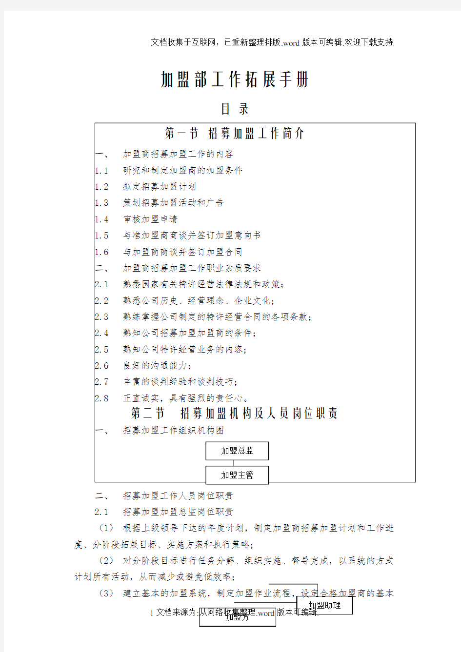 加盟部工作拓展手册