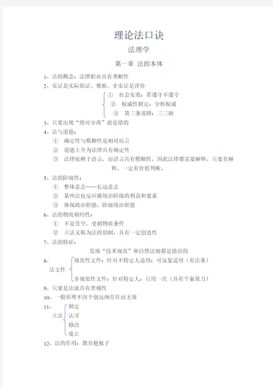 法考理论法119总结笔记