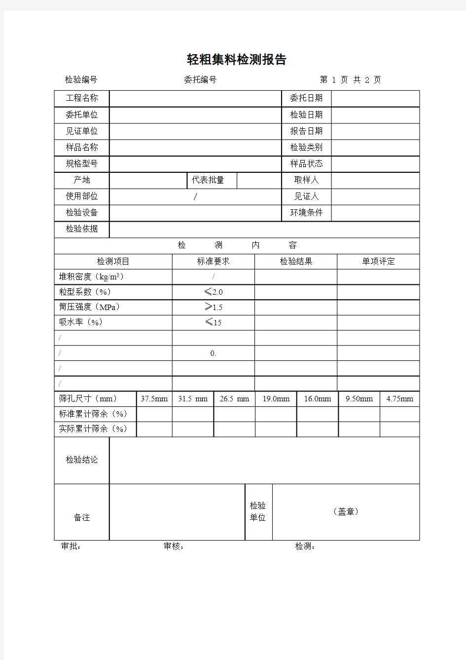 轻集料检验报告