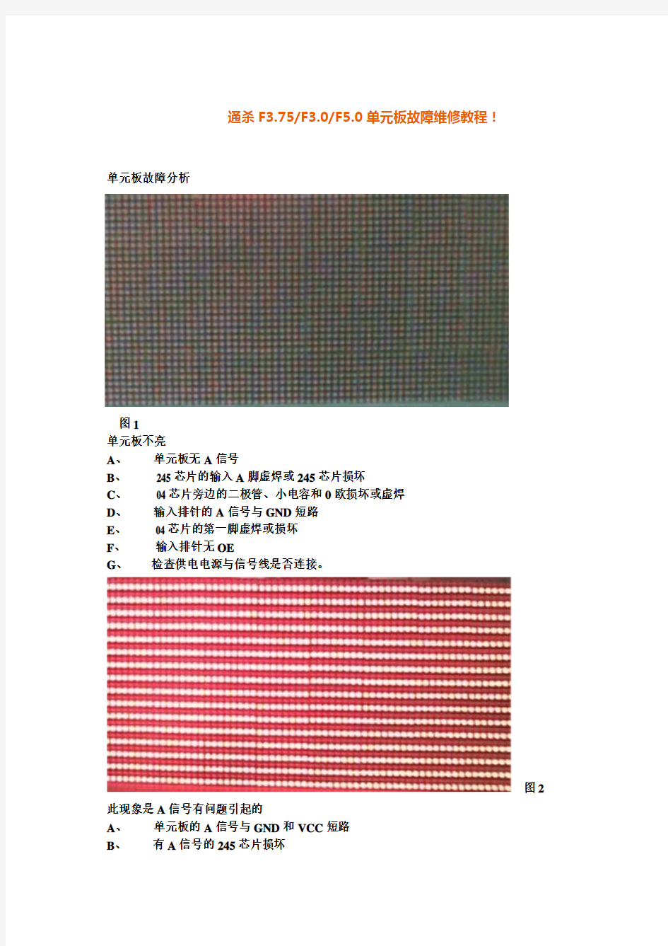 通杀F3.75F3.0F5.0单元板故障维修教程!