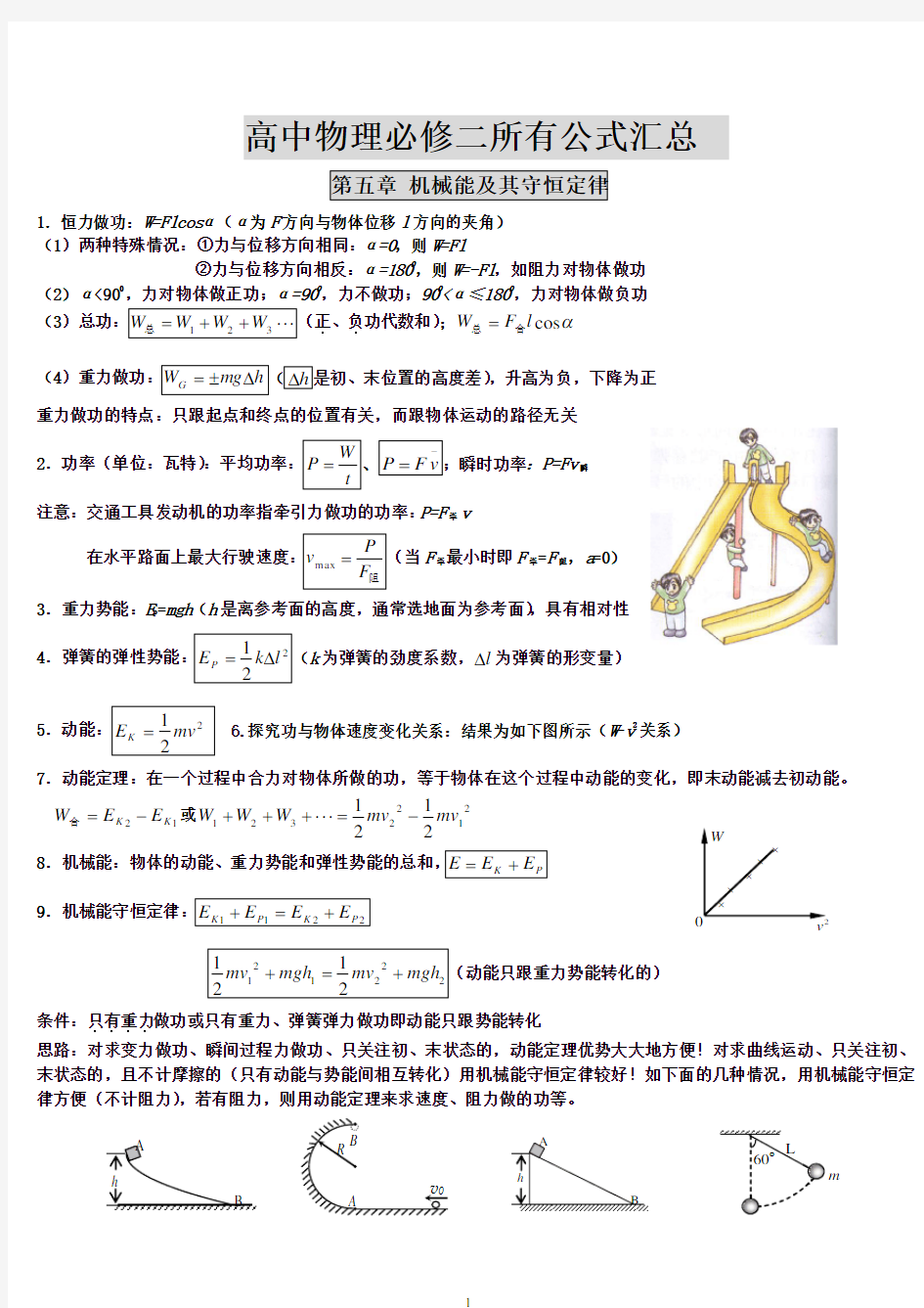 高中物理必修二所有公式汇总