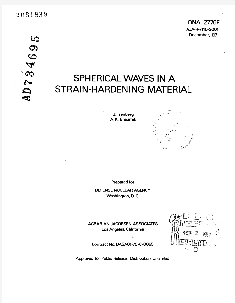 Spherical Waves in a Strain-Hardening Material