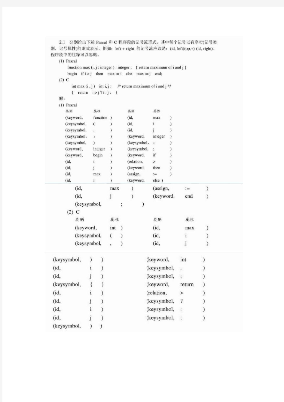 编译原理课后答案第二版  西安电子科技大学出版社