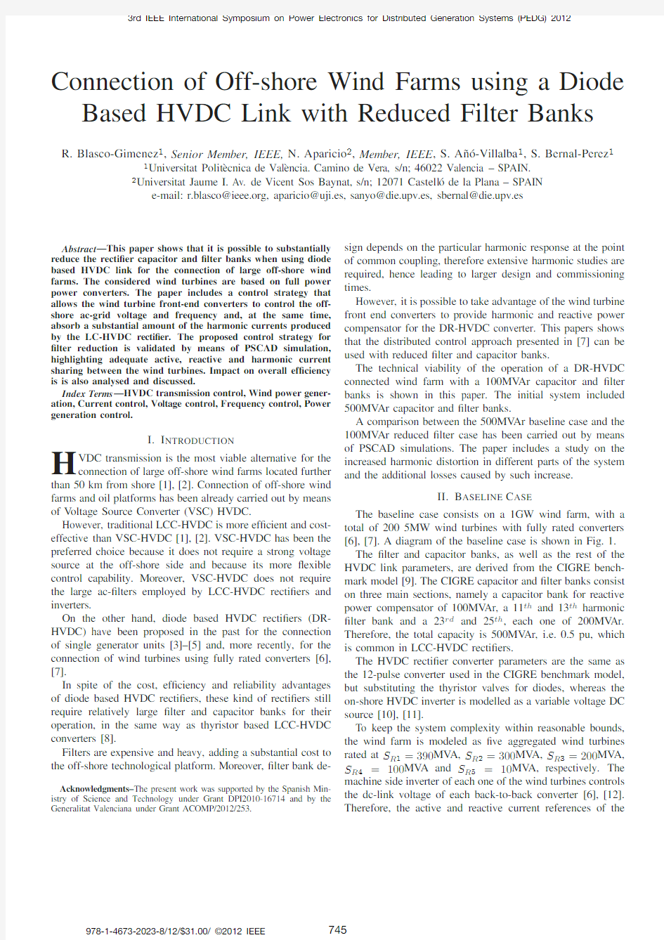 Connection of Off-shore Wind Farms using a Diode