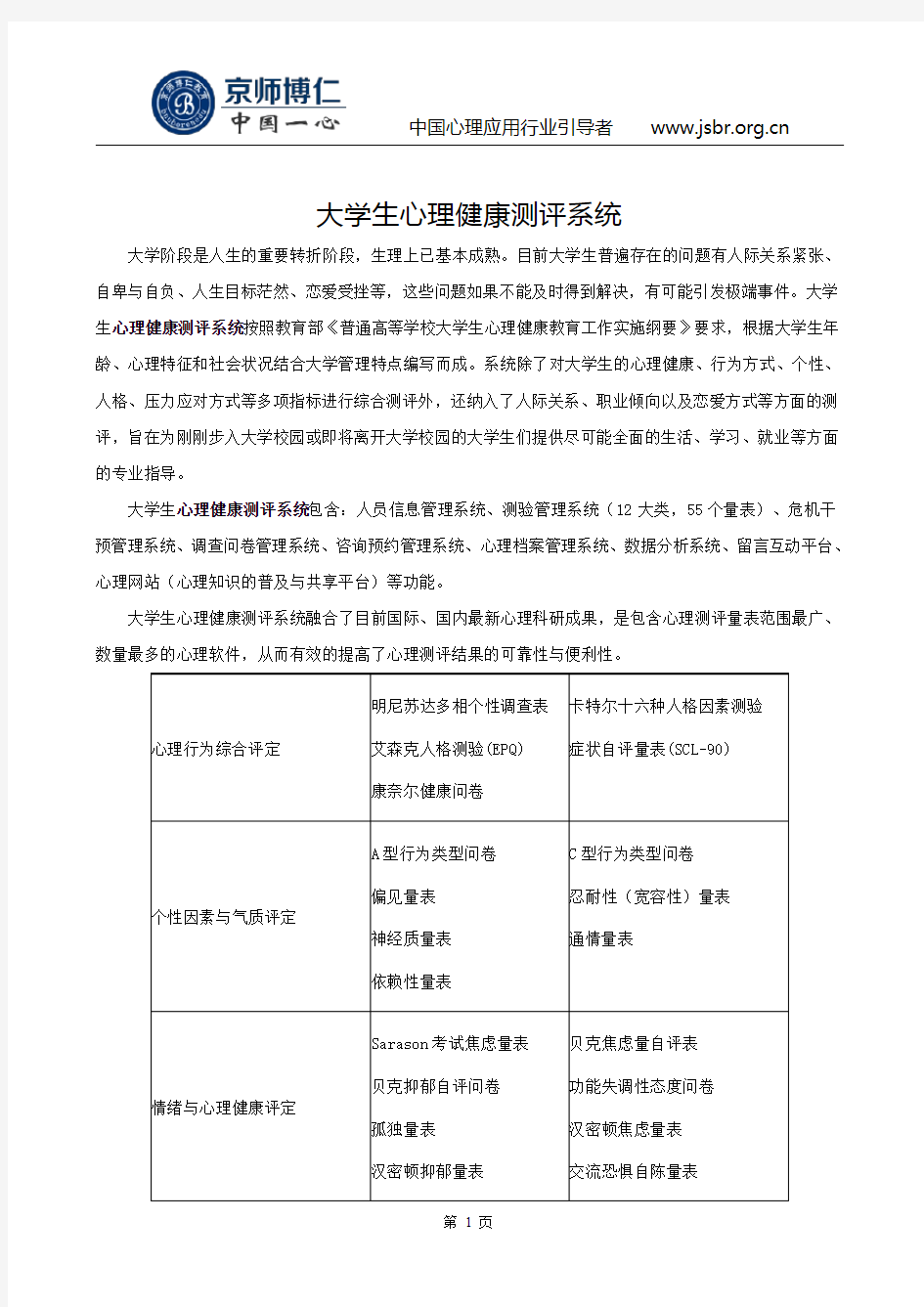 大学生心理健康测评系统