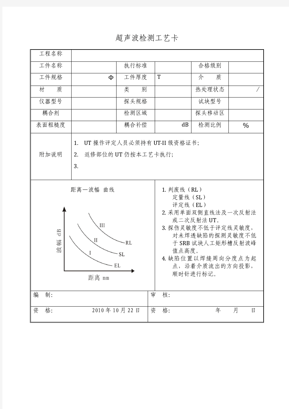 无损检测工艺卡(通用)