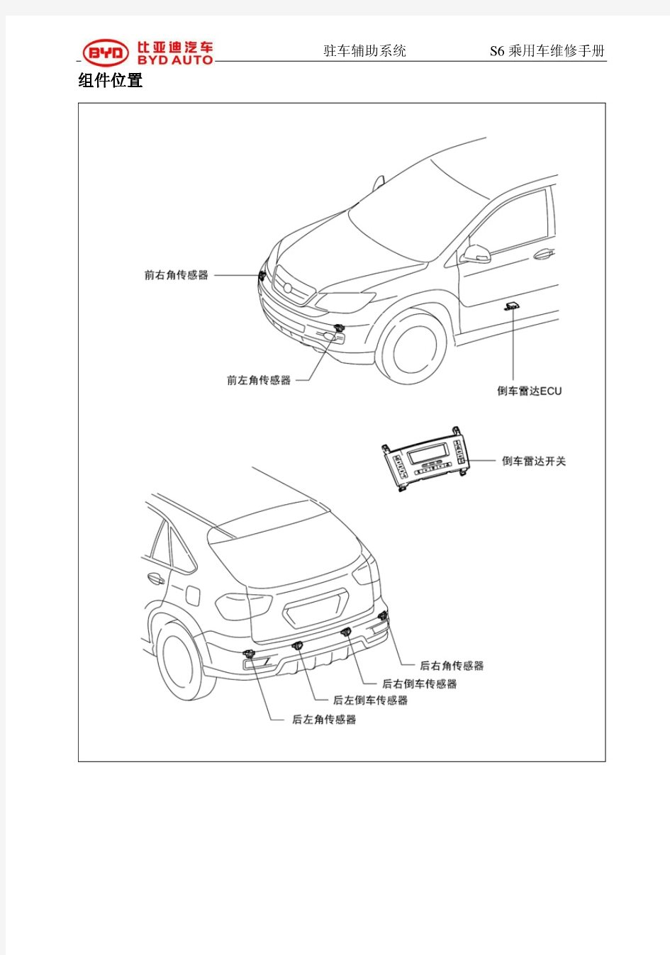 比亚迪S6驻车辅助系统维修手册