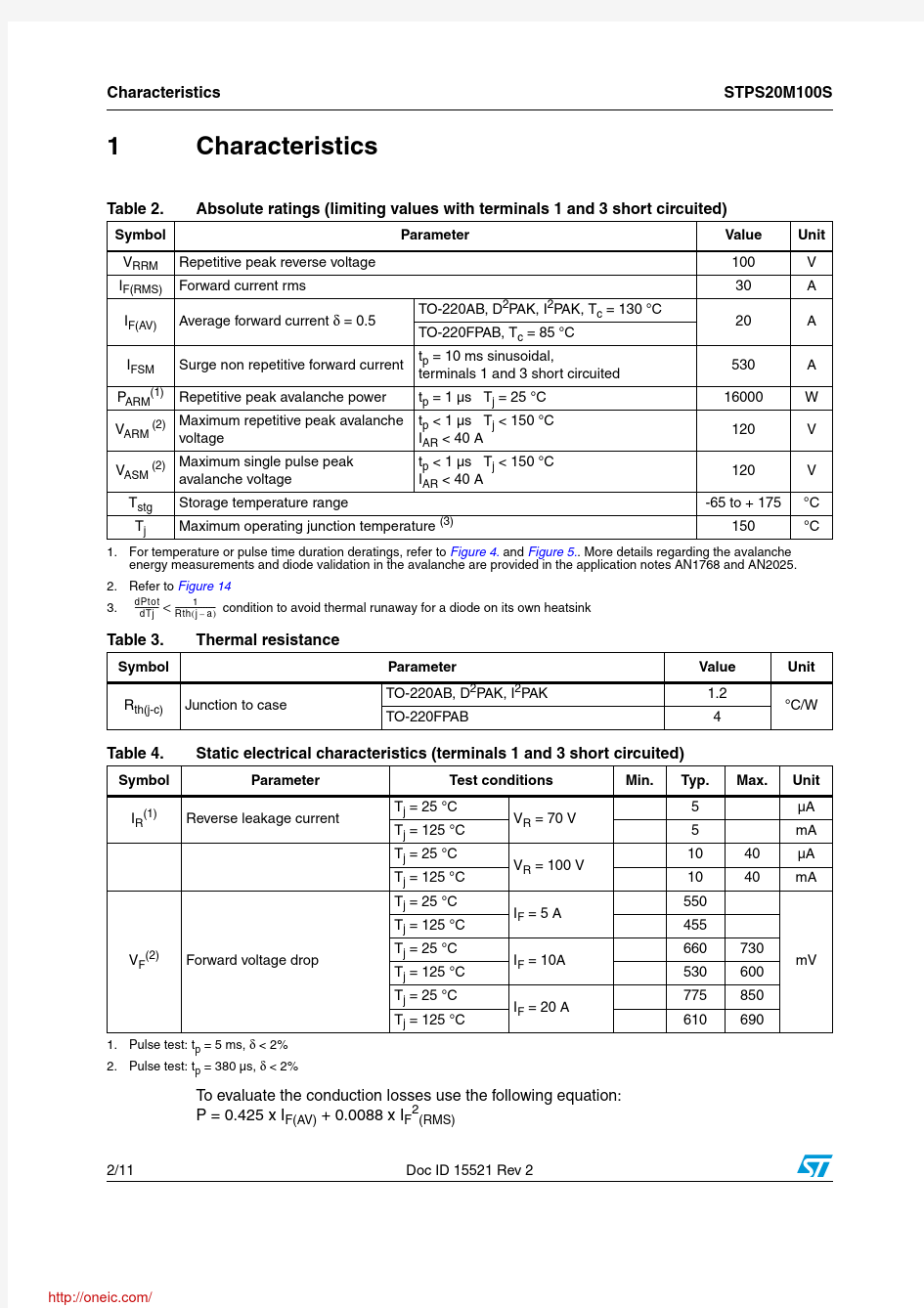 STPS20M100SG-TR;STPS20M100SR;STPS20M100ST;STPS20M100SFP;中文规格书,Datasheet资料