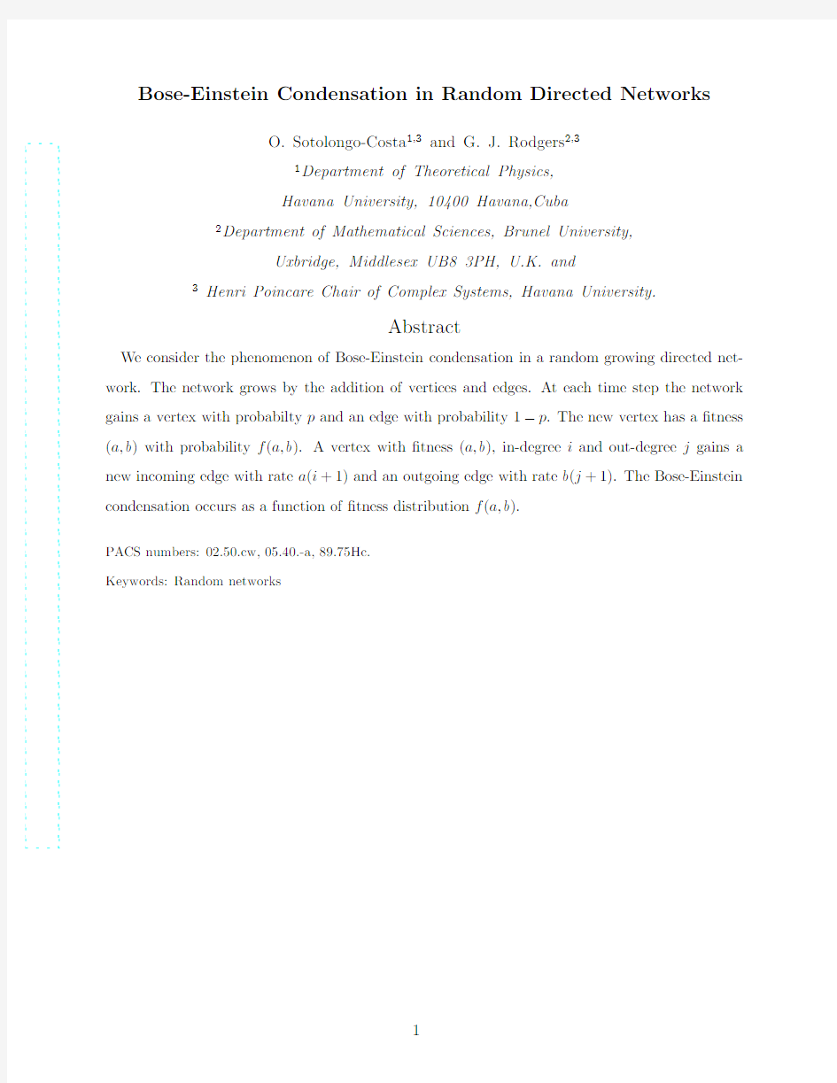 Bose-Einstein condensation in random directed networks