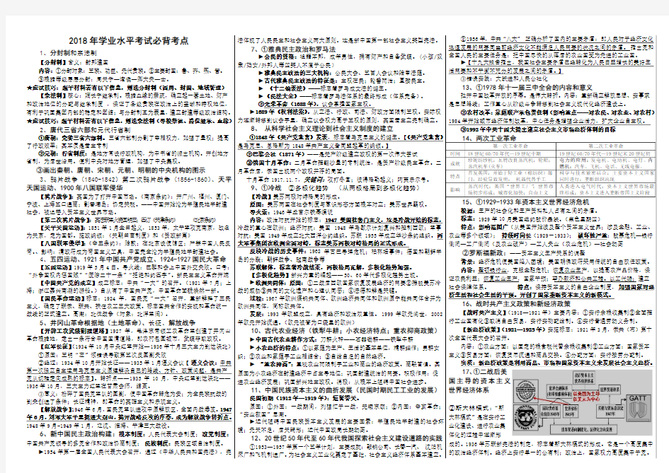 2018年学业水平考试必背知识点(WORD版)