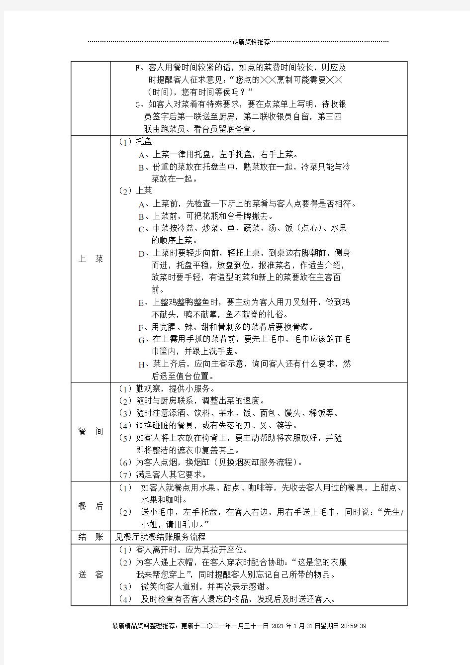 中餐点菜服务流程