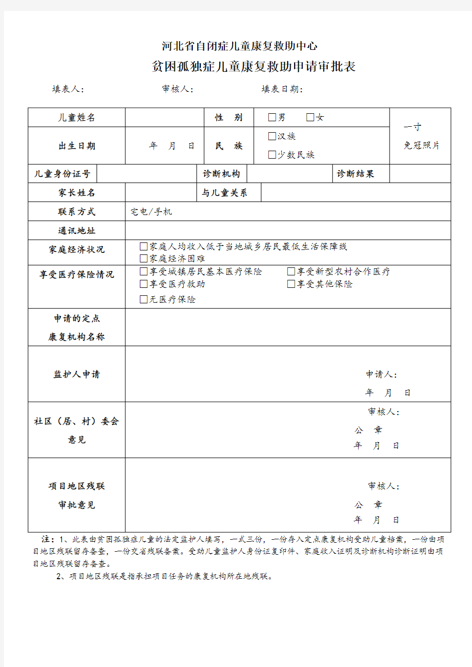 孤独症康复训练档案