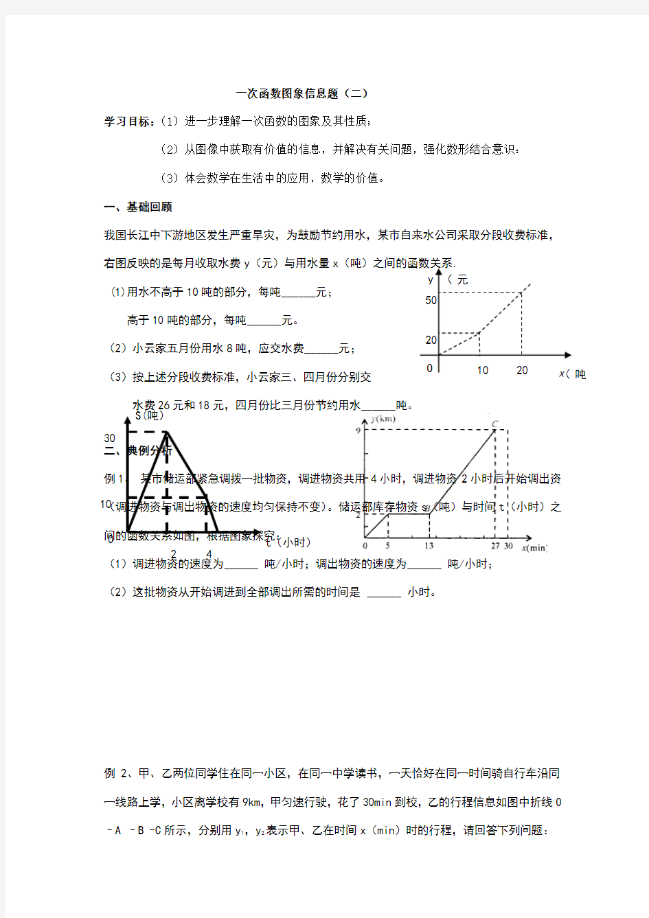 一次函数图象信息题