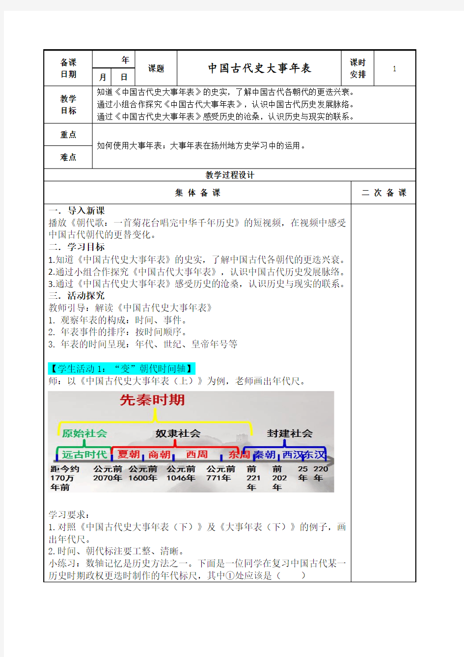 新人教部编版七年级历史上册《录 中国古代史大事年表(上)》培优课教案_9