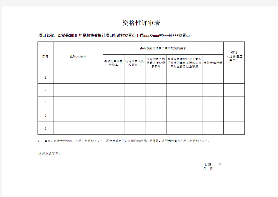 6、开评标表格