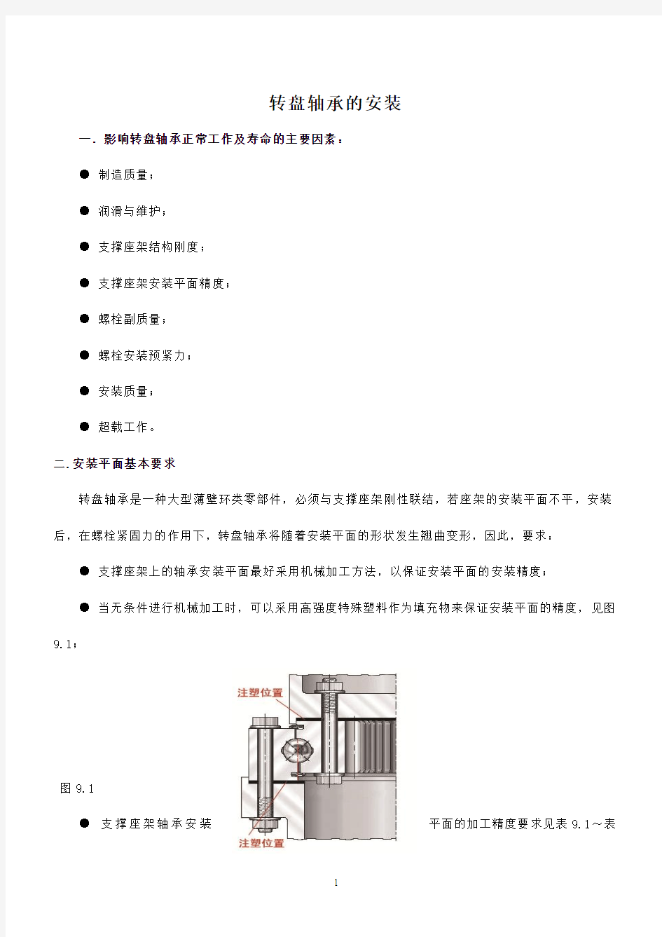 转盘轴承安装和维护要点