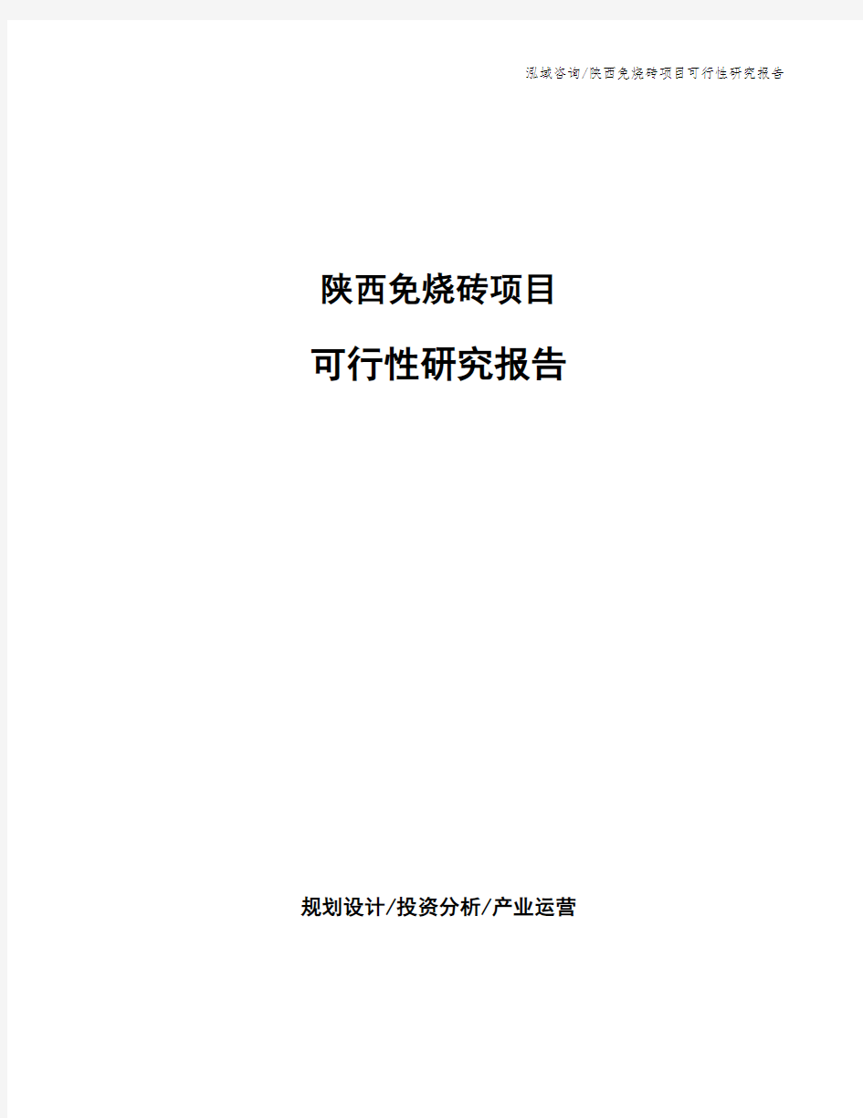 陕西免烧砖项目可行性研究报告