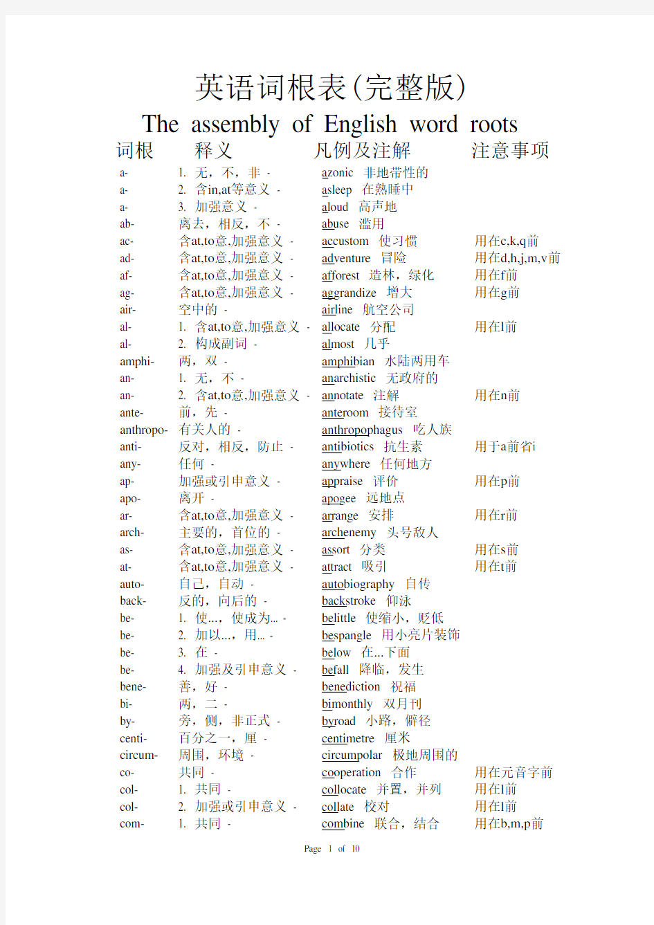 所有英语词根表(完整版)