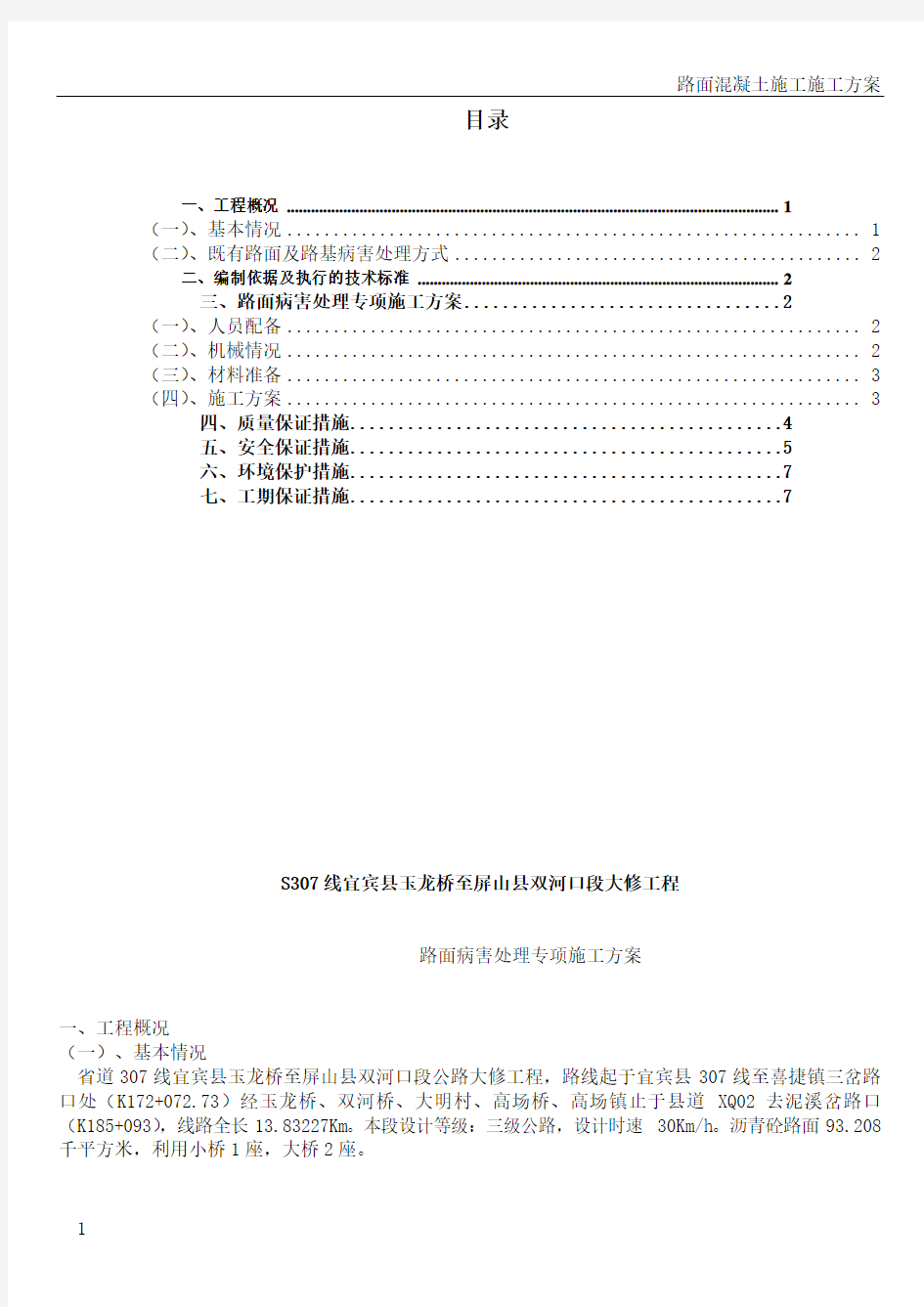 路面病害处理专项施工方案DOC