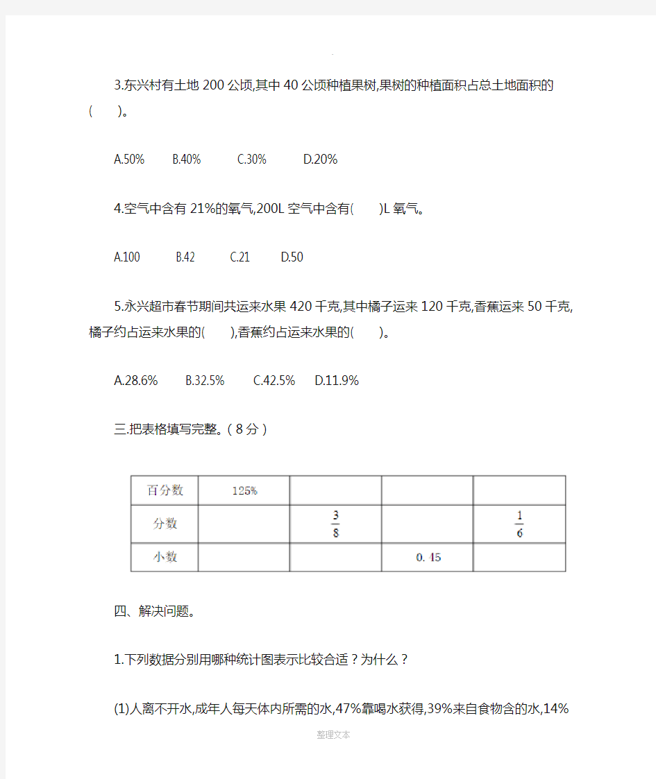 人教版六年级上册数学第七单元测试卷及答案