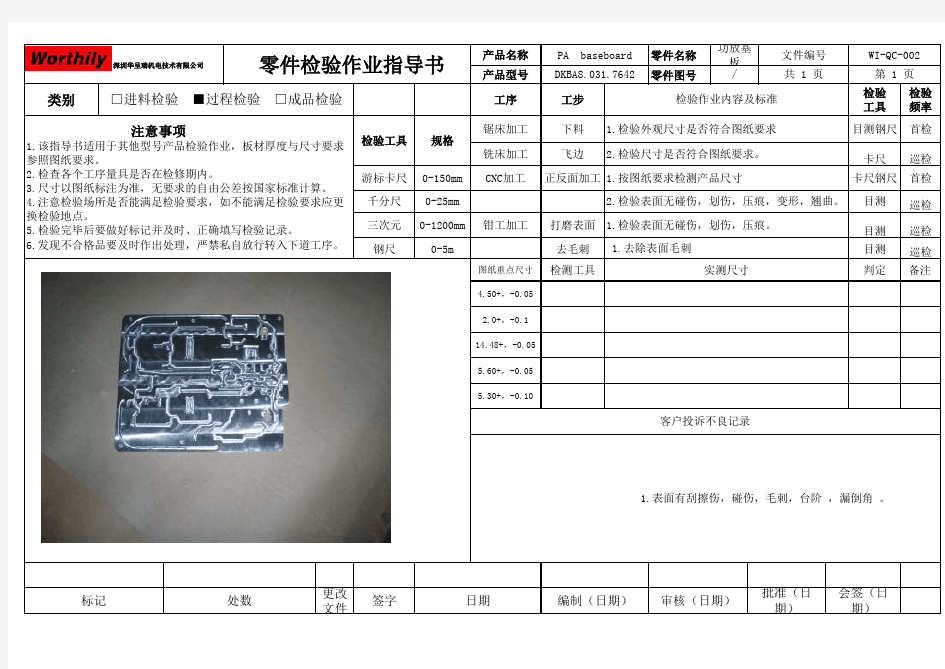 机械零件检验作业指导书模板