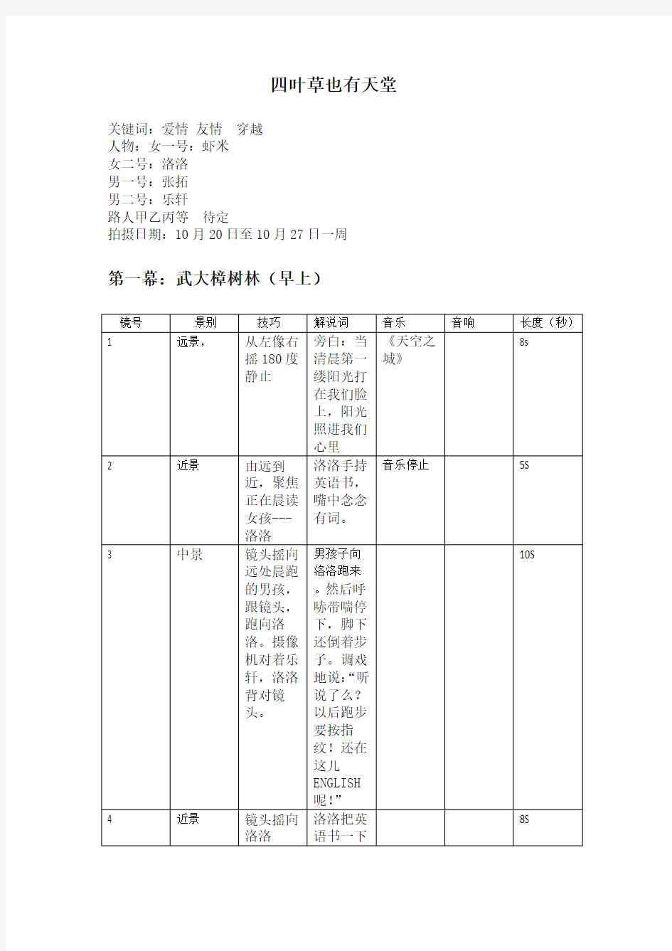 大学生原创剧本