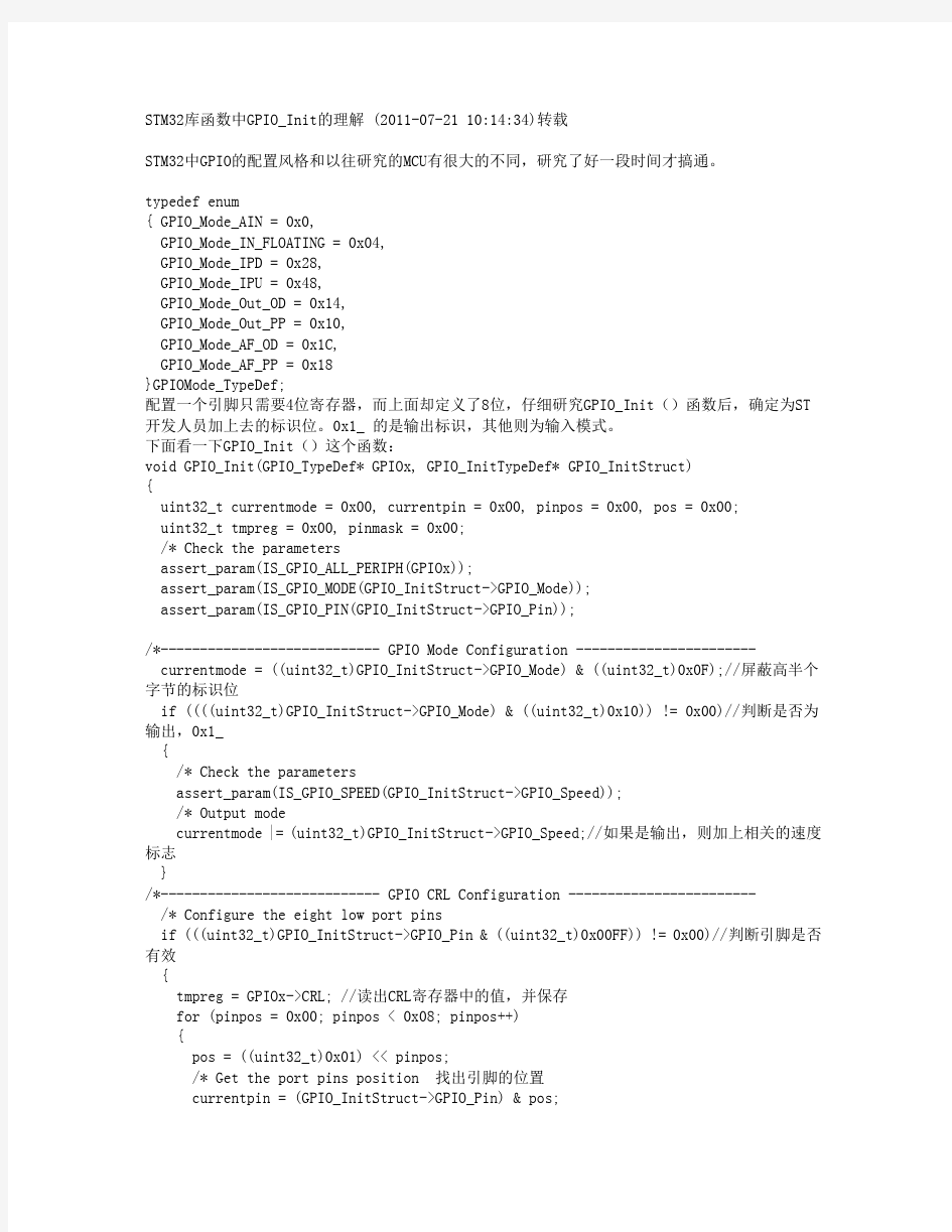 STM32库函数中GPIO_Init的理解