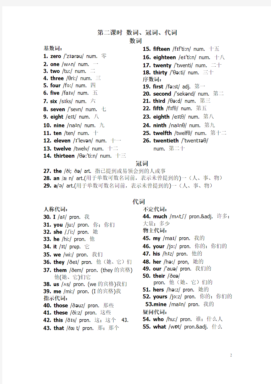 2013人教版七上单词表(按词性分类表)