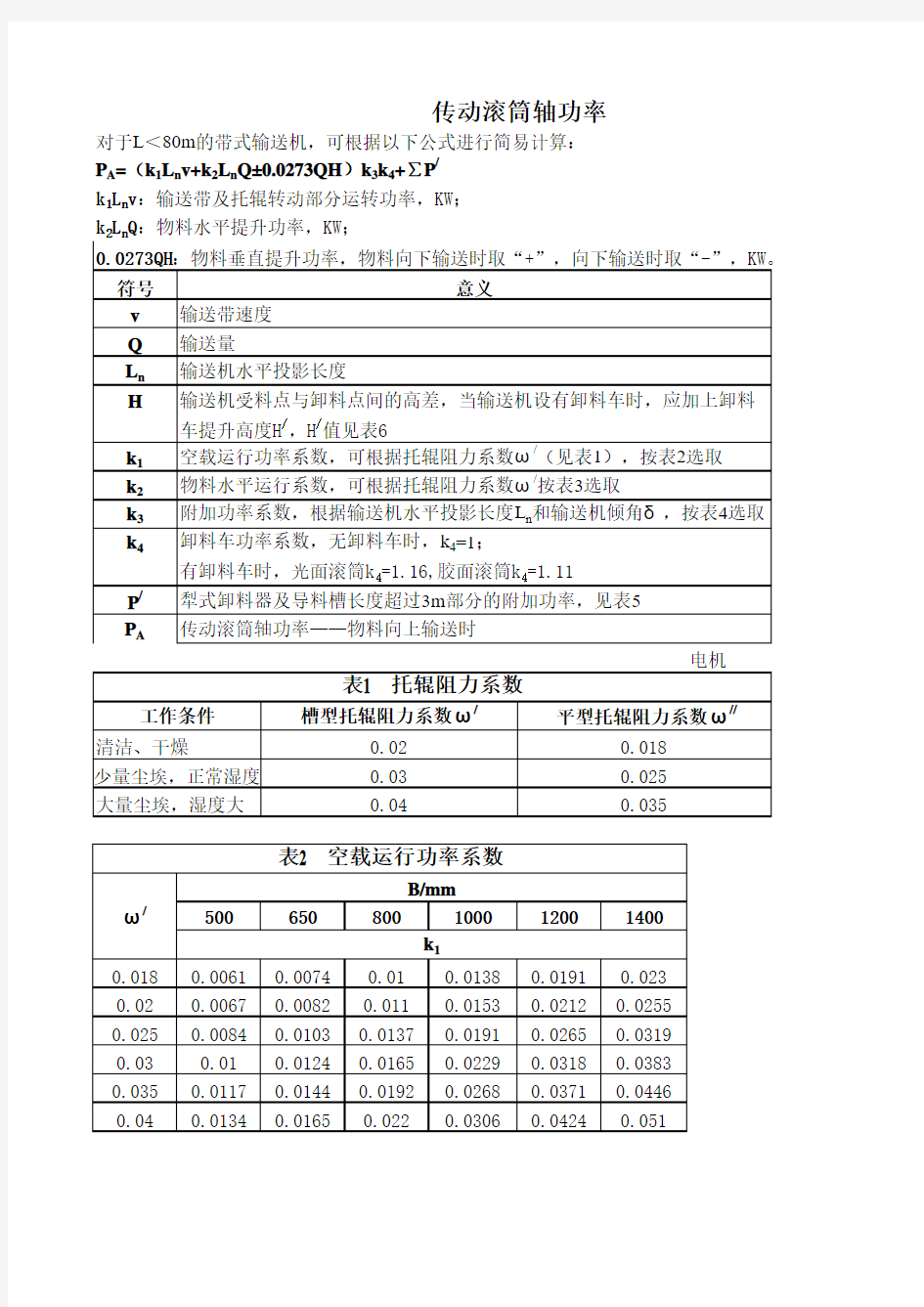 皮带输送机出力和电动机功率计算软件