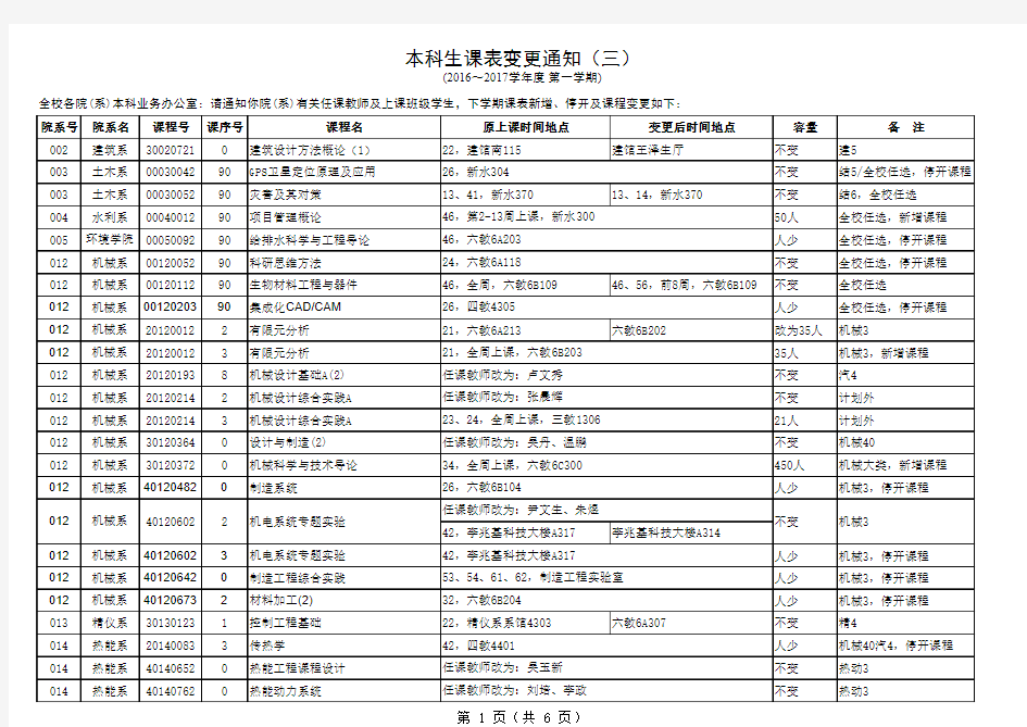 清华大学本科生课表含上课地点