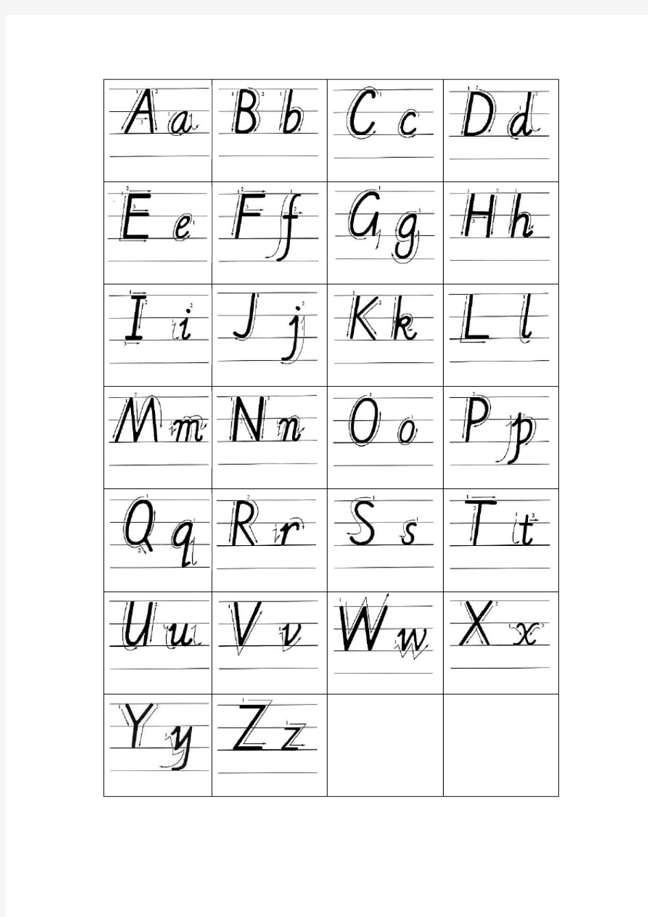 小学生26个英文字母书写标准