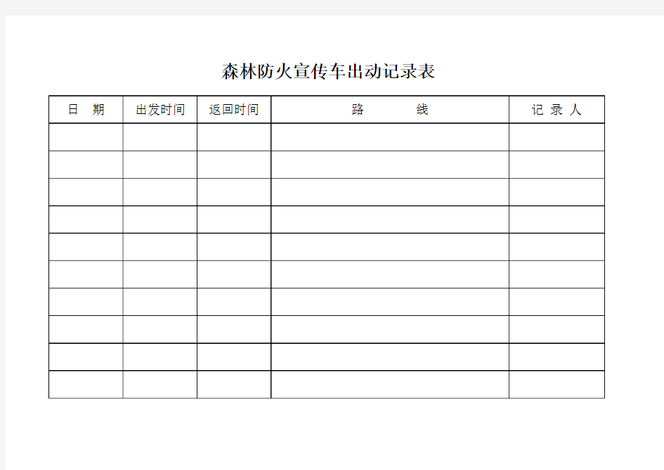 森林防火宣传车出动记录表