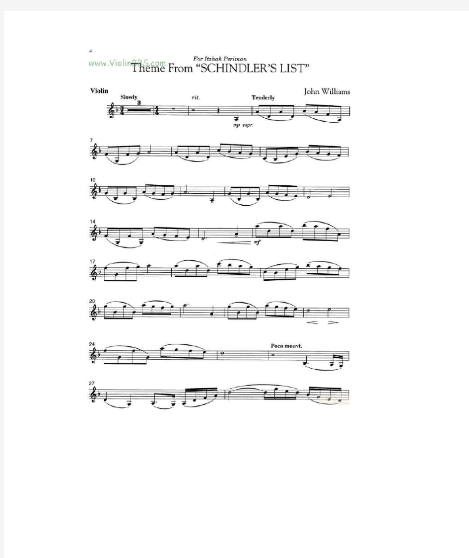 帕尔曼的《辛德勒名单》小提琴独奏谱