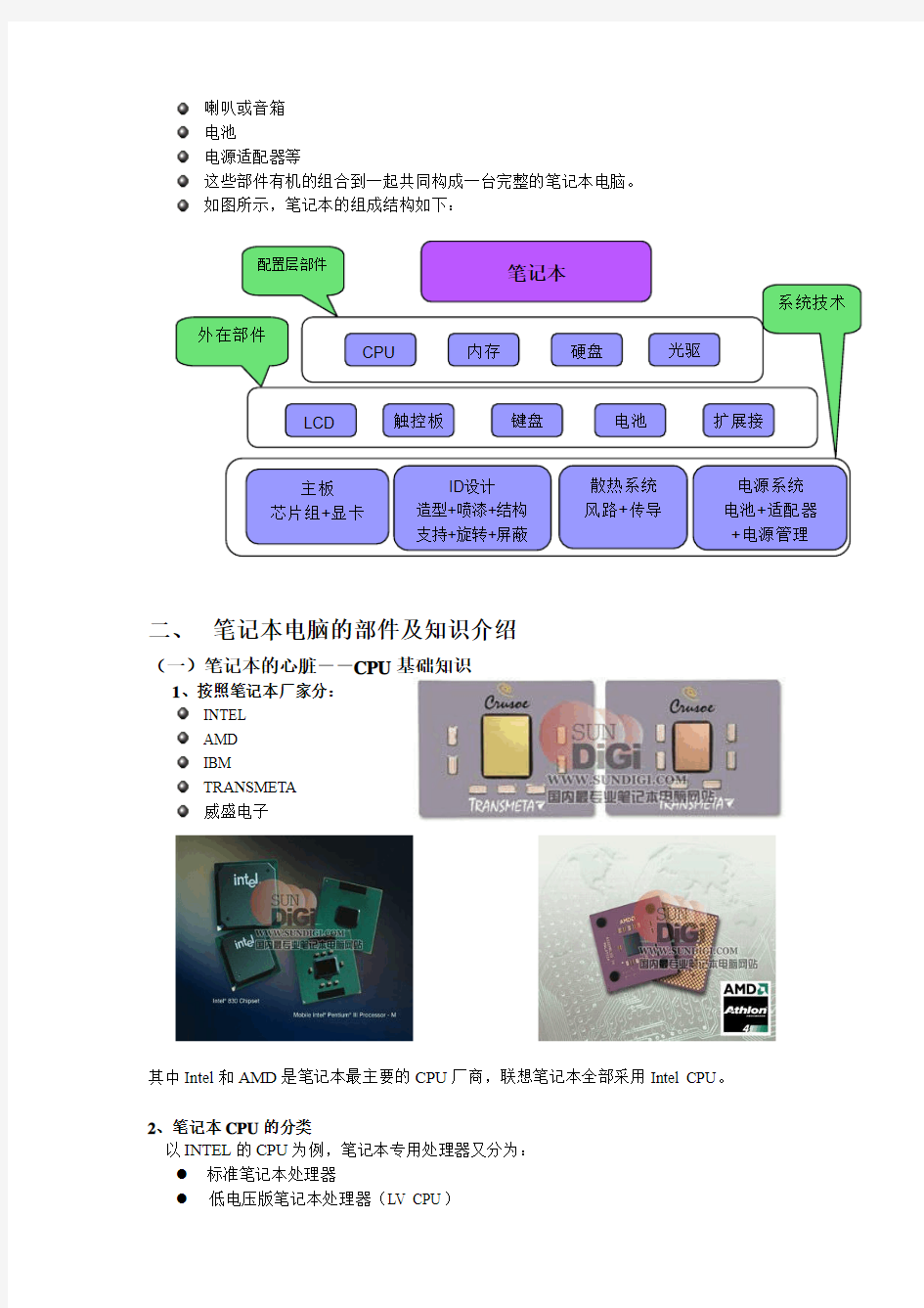 笔记本基础知识培训(简化版本)