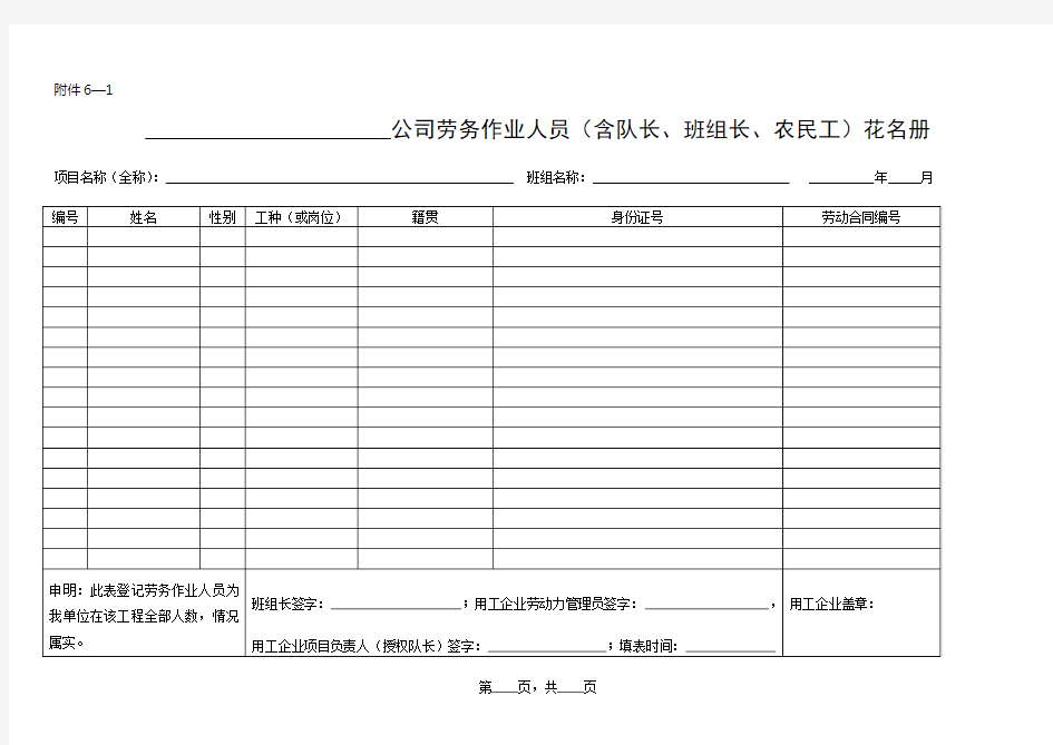 花名册、工资表、考勤表