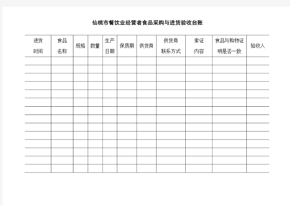 采购进货台账单