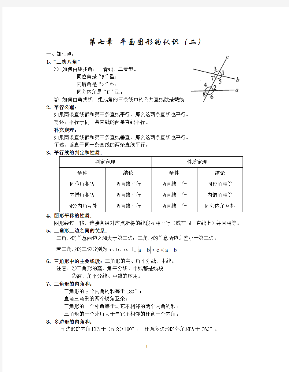 (完整版)苏教版七年级下册数学知识点总结