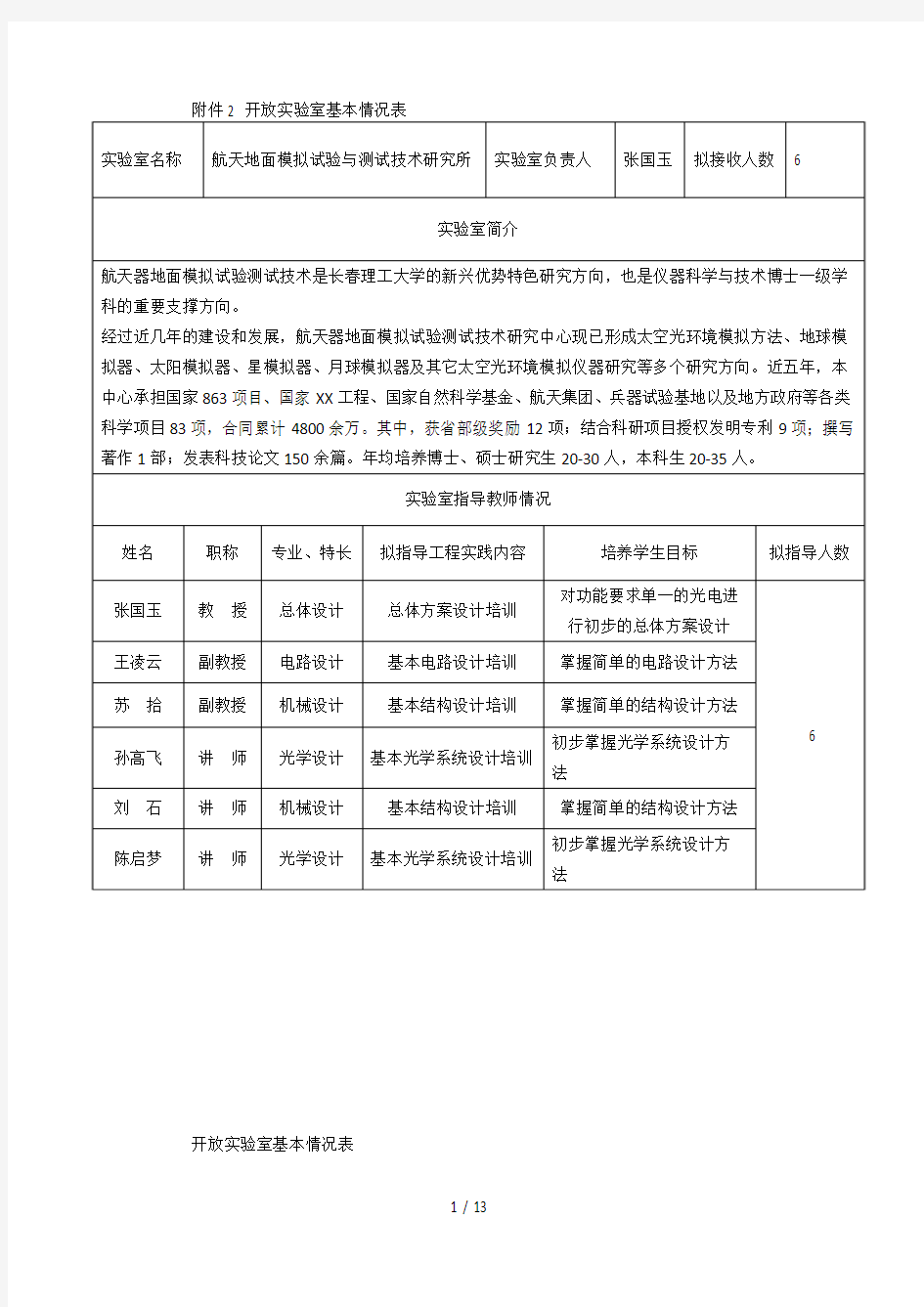 开放实验室基本情况表[001]