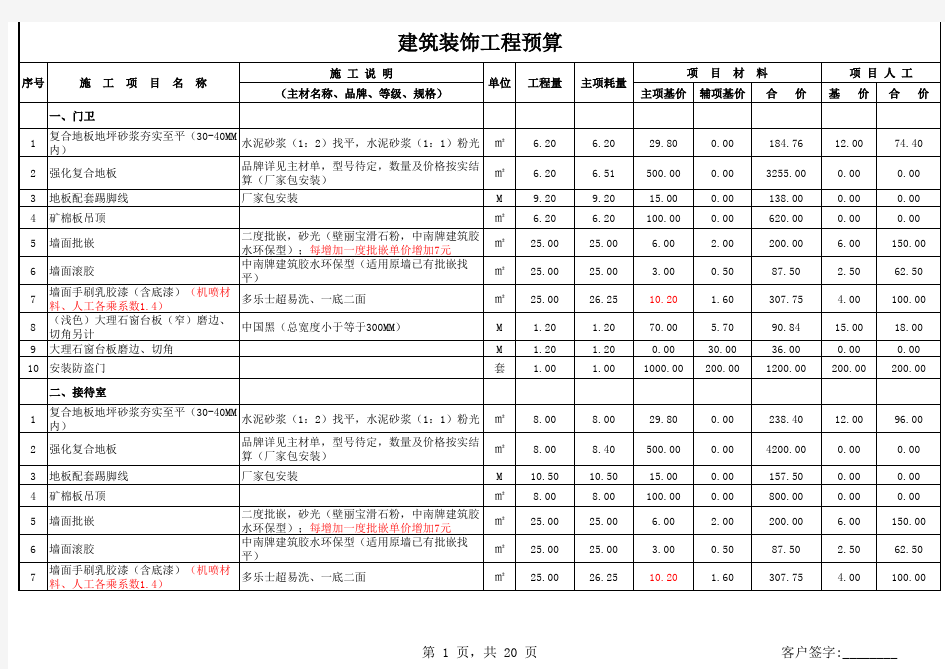 Excel表格通用模板：工装预算单及材料明细表