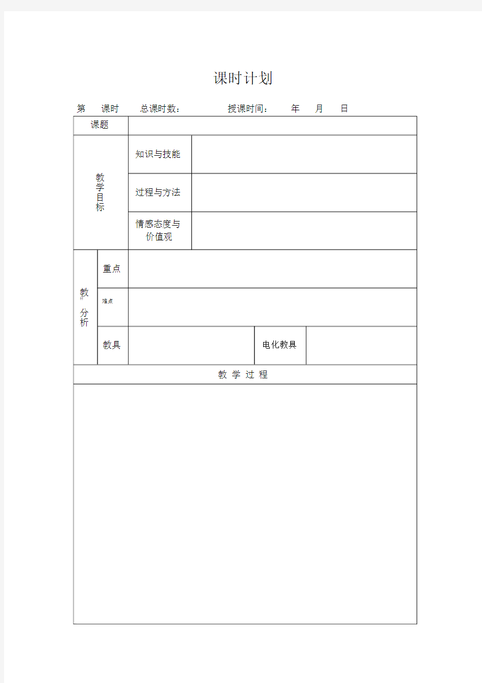 (完整word版)空白教案模板(word文档良心出品).docx