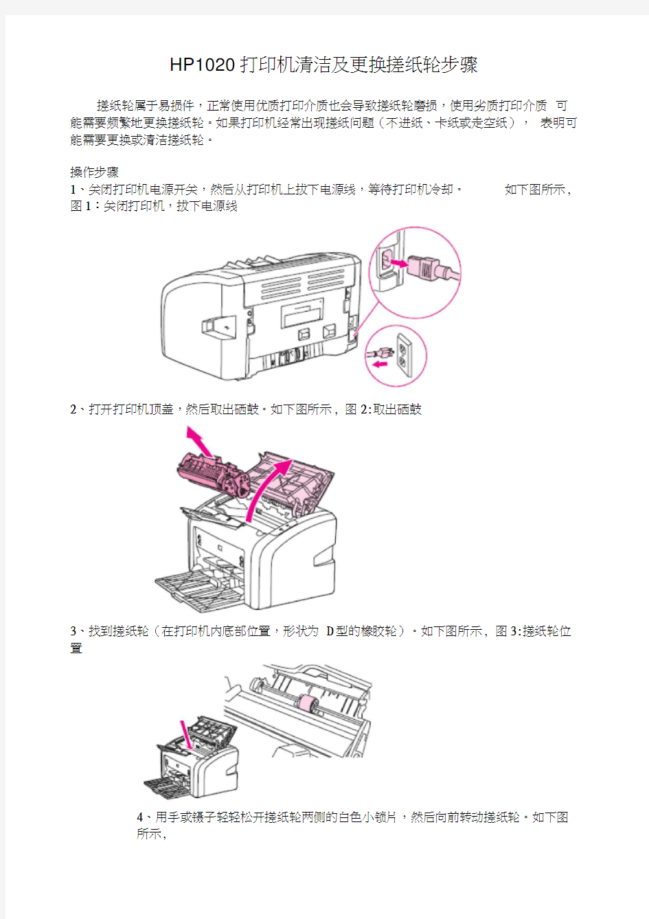 HP1020打印机清洁及更换搓纸轮步骤