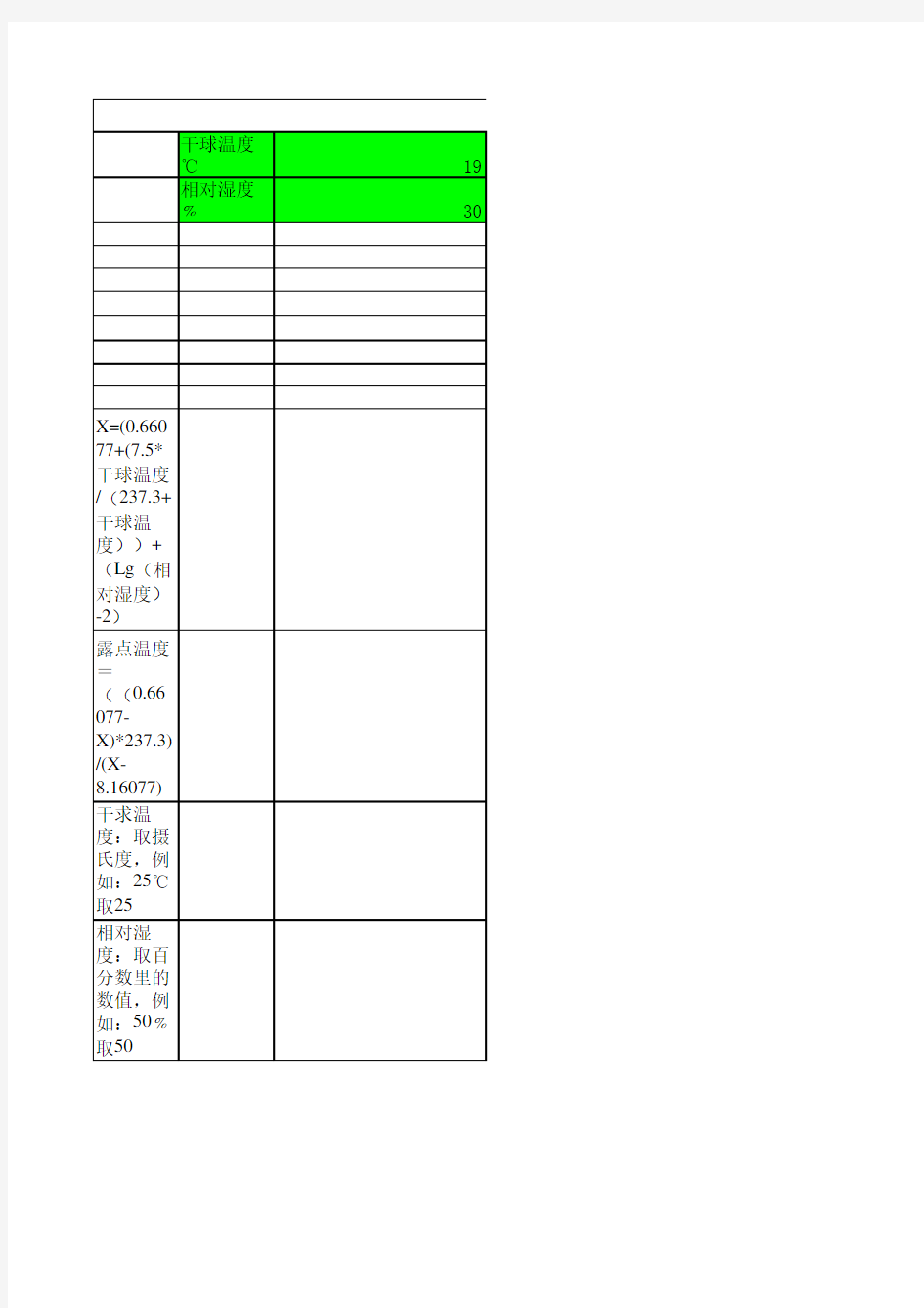 露点湿度计算公式